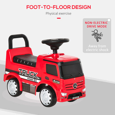 HOMCOM Compatible Kids Ride On Car Truck Mercedes Benz Licensed Toddler Foot To Floor Slider w/Under Seat Storage for 12 - 36 Months Red 
