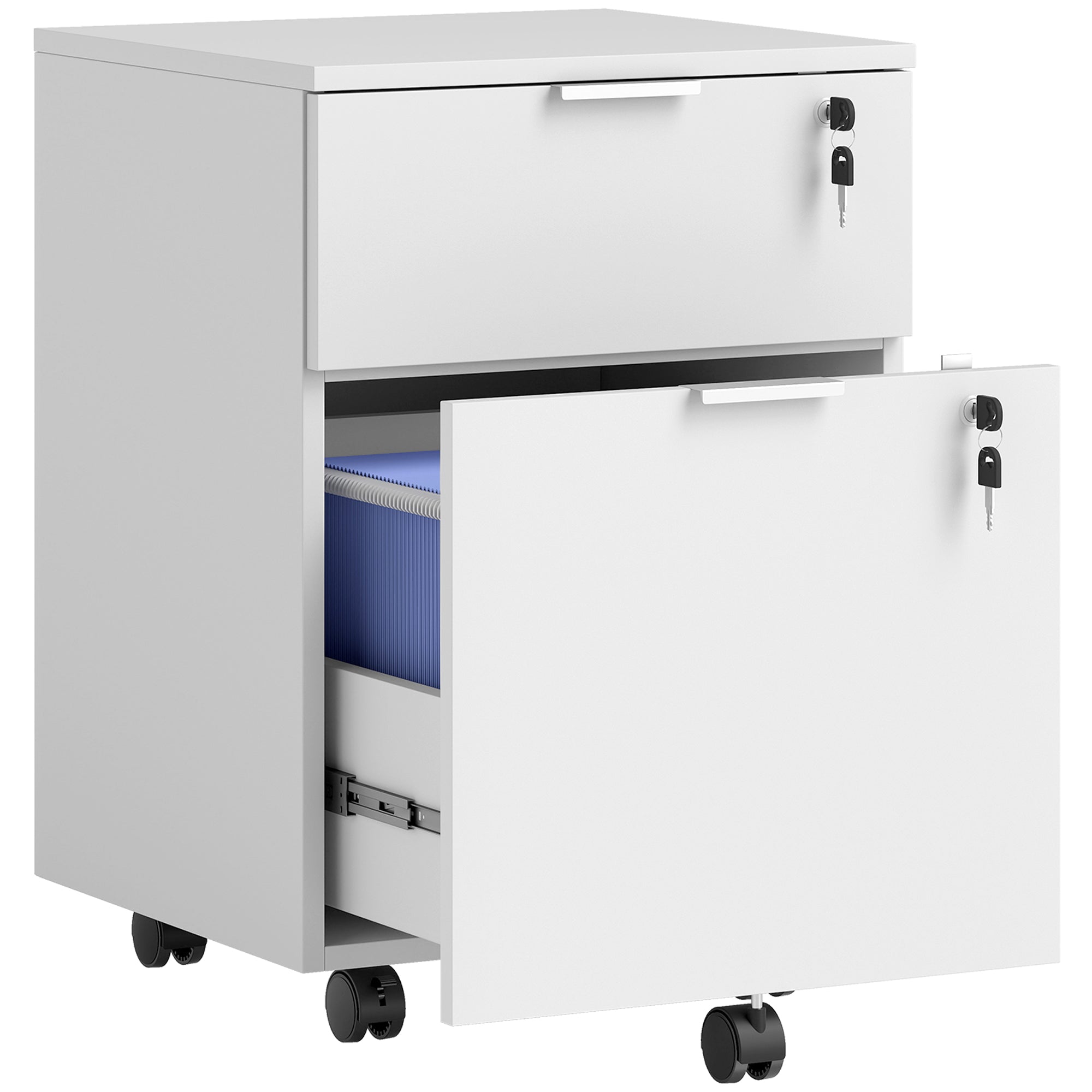 HOMCOM Two-Drawer Lockable Filing Cabinet - White 