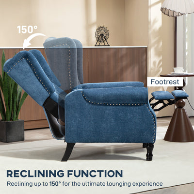 HOMCOM 150° Reclining Vintage Armchair, with footrest, Royal Blue 