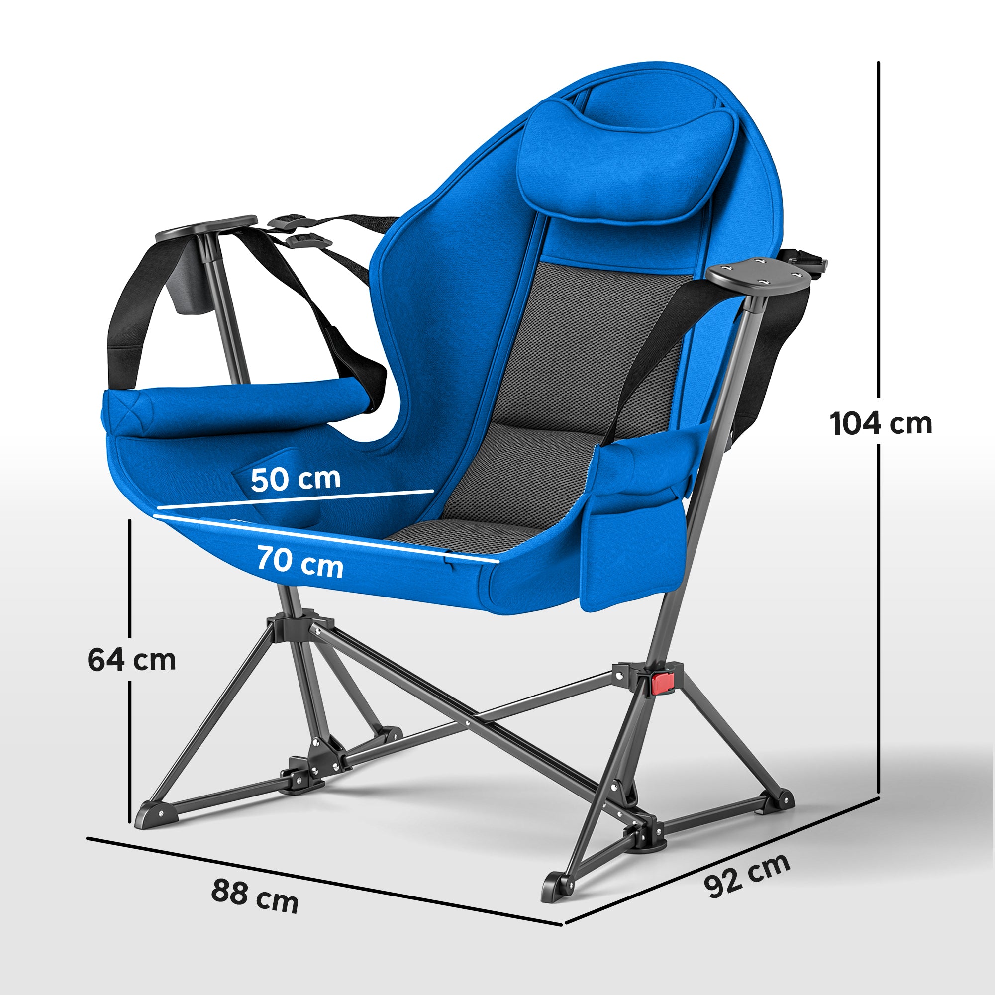 Outsunny Hammock Camping Chair Set of 2, Adjustable Back Swinging Camping Chair Portable Camp Chair with Cup Holder, Headrest, Padded Seat and Carry Bag for Travel Fishing Hiking, Blue