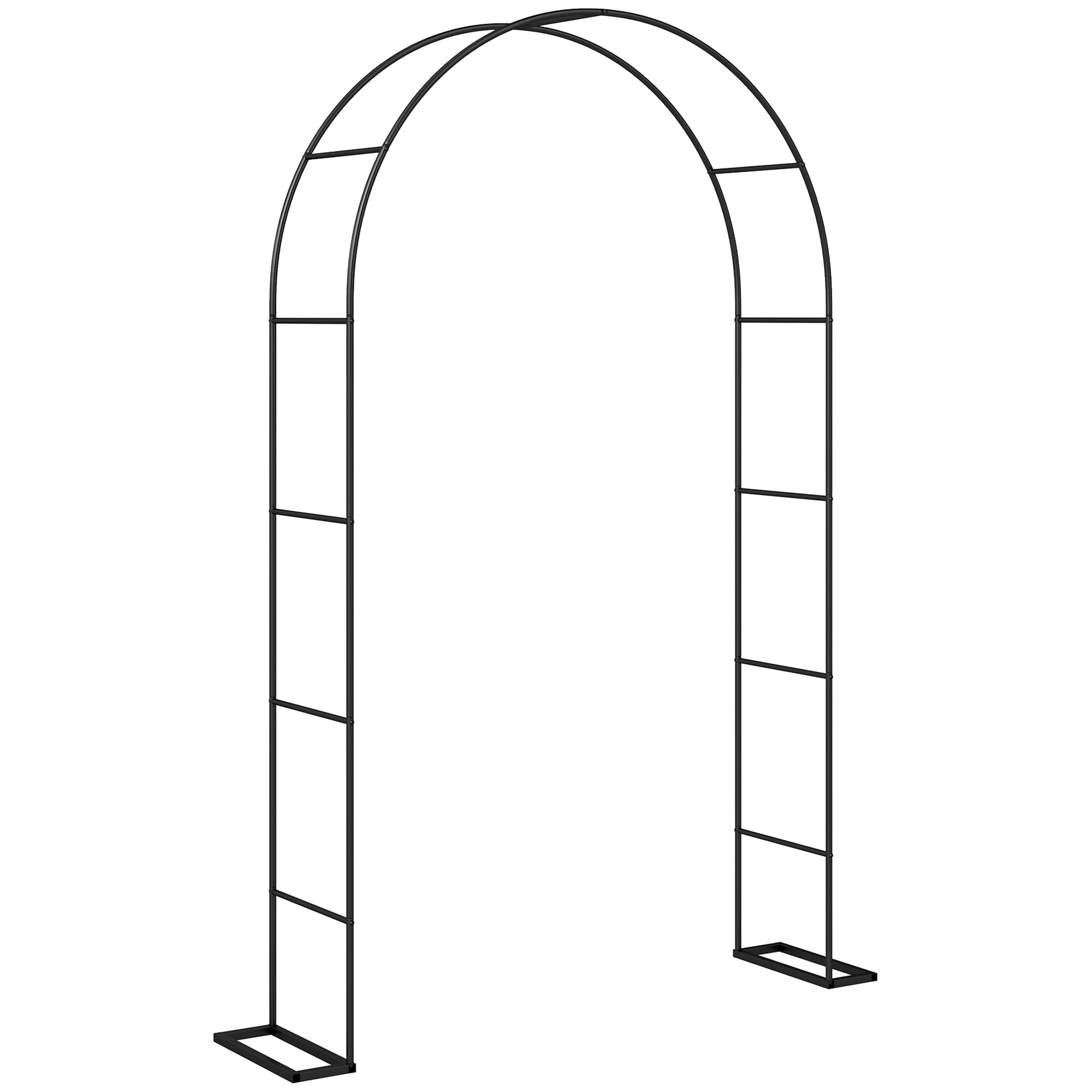 Outsunny Garden Arch, 2.4 m High x 1.5 m Wide Metal Garden Trellis for Climbing Plants, Outdoor Wedding Arch for Bridal, Black 