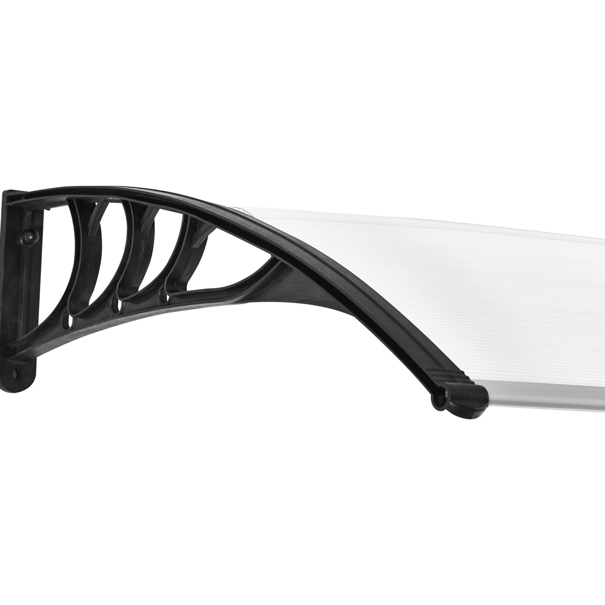 Outsunny Curved Window Door Canopy Aluminium Rigid Plastic Polycarbonate Fixed Outdoor Awning Modern Design UV Water Rain Resist 120 x 75cm White 