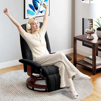 HOMCOM Reclining Swivel Chair, with Footrest - Black 