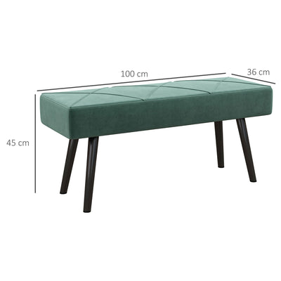 HOMCOM End of Bed Bench with X-Shape Design and Steel Legs, Upholstered Hallway Bench for Bedroom, Green 
