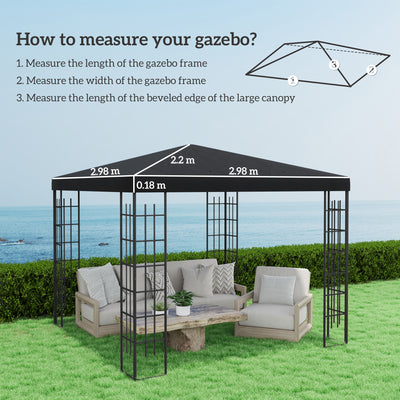 Outsunny 3 x 3(m) Gazebo Frame Replacement - Black 