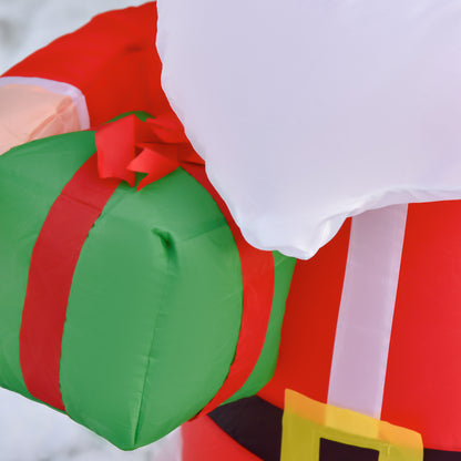 HOMCOM 4ft Inflatable Christmas Santa Claus Gift with LED Xmas Décor Holiday Outdoor Yard Decoration 