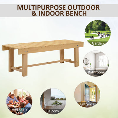 Outsunny 3 Pieces 2-seater Outdoor Indoor Wooden Garden Bench Fir Patio Loveseat, 110L x 38W x 35Hcm, Natural 