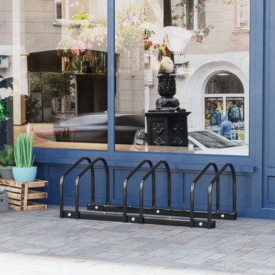 HOMCOM Bike Stand Parking Rack Floor or Wall Mount Bicycle Cycle Storage Locking Stand (3 Racks, Black) 