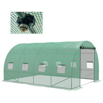 Outsunny Sprinkler System Polytunnel Greenhouse, 4 x 3(m), Green 