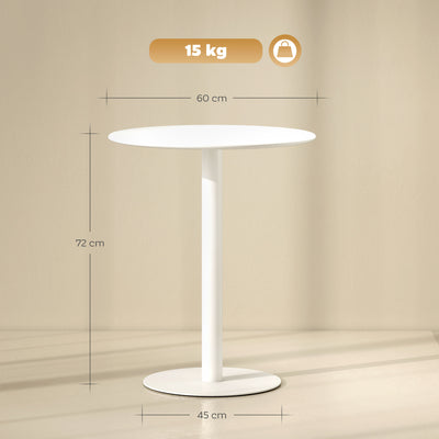 HOMCOM Dining Table, Round Kitchen Table with Steel Base for Living Room, Dining Room, 60 x 60 x 72cm, White 