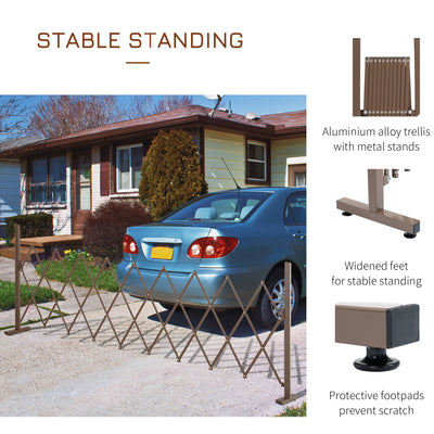 Outsunny Set of 2 Expanding Garden Fencc, Aluminium Freestanding Foldable Picket Fence, 300cmx103.5 cm, Dark Brown 