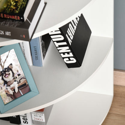 HOMCOM 4-Tier Corner Open Shelf Bookcase Fan Bookshelf Plants Stand Wood Freestanding Unit, 40x40x120cm, White