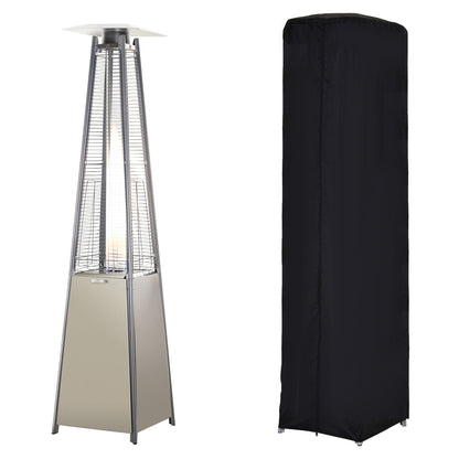 Outsunny Stainless Steel Outdoor Garden Pyramid Patio Heater with Wheels and Rain Cover - Silver 