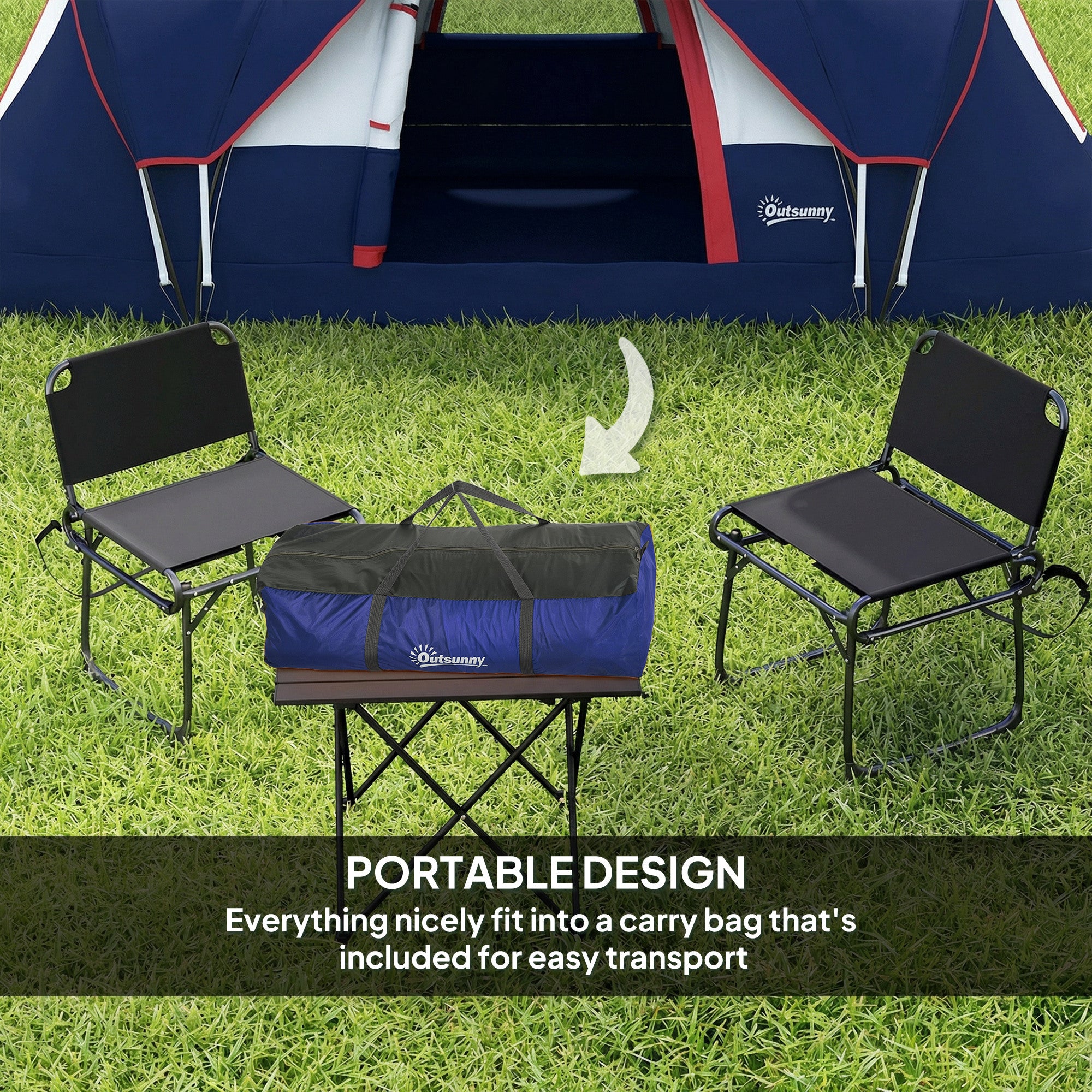 Outsunny 5-6 Man Camping Tent, Tunnel Tent, Water Resistant Hiking Shelter with Groundsheet and Carry Bag, Navy Blue 