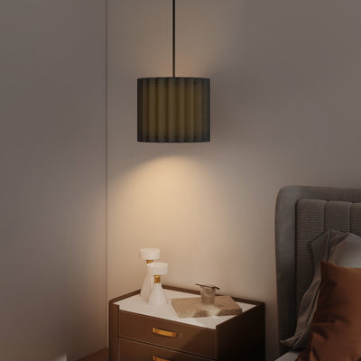 HOMCOM Linen Pendant Light, Modern Wave Ceiling Light Shade, E27 Lampshade for Living Room, Bedroom, Kitchen, Hallway, Black 