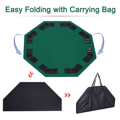 HOMCOM 1.2m/48 Inches Foldable Poker Table Top 8 Players Blackjack Tables Chip Trays 