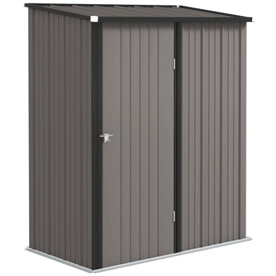 Outsunny 5.3 x 3.1ft Corrugated Steel Garden Shed - Light Grey 