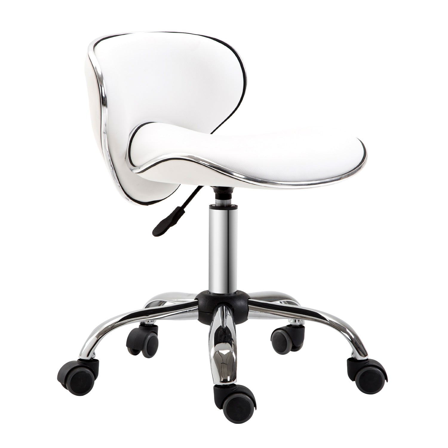 HOMCOM Adjustable Rolling Swivel Beauty Salon Chair, Stool for Spa, Technician - White 