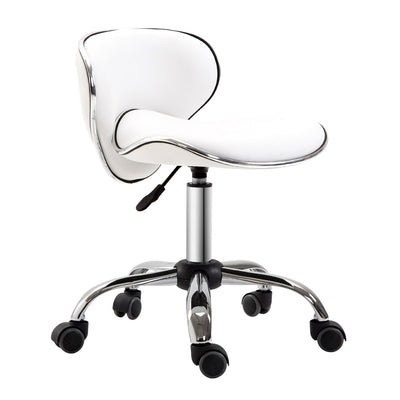 HOMCOM Adjustable Rolling Swivel Beauty Salon Chair, Stool for Spa, Technician - White 