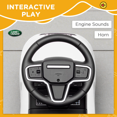 AIYAPLAY Land Rover Licensed Toddler Ride on Car with Horn, Engine Sounds, Under-Seat Storage, for 18-36 Months, White 