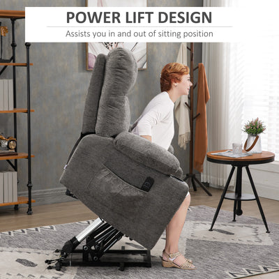 HOMCOM Electric Riser and Recliner Chair for Elderly, Power Lift Recliner Chair with Remote Control, Grey 