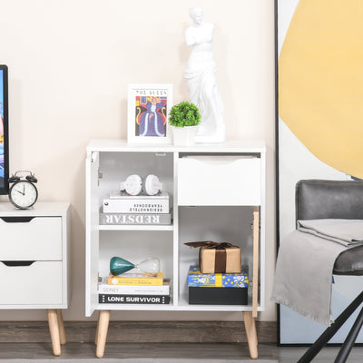 HOMCOM Sideboard Floor Cabinet Storage Cupboard with Drawer for Bedroom, Living Room, Entryway, Brown 