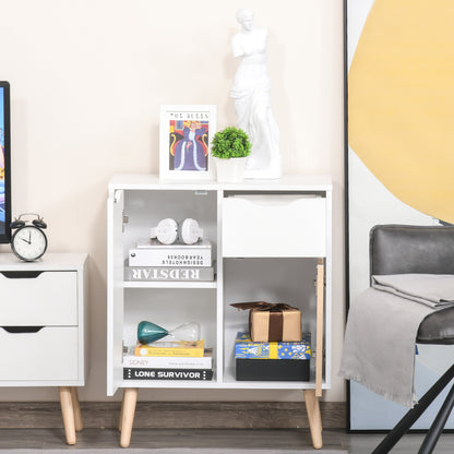 HOMCOM Sideboard Floor Cabinet Storage Cupboard with Drawer for Bedroom, Living Room, Entryway, Brown 