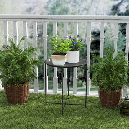 Outsunny Steel Removable Tray Top Garden Table - Black 
