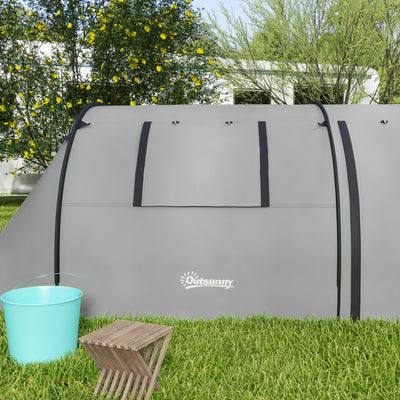 Outsunny Four Man Duo Room Tunnel Tent, with Accessories - Grey 
