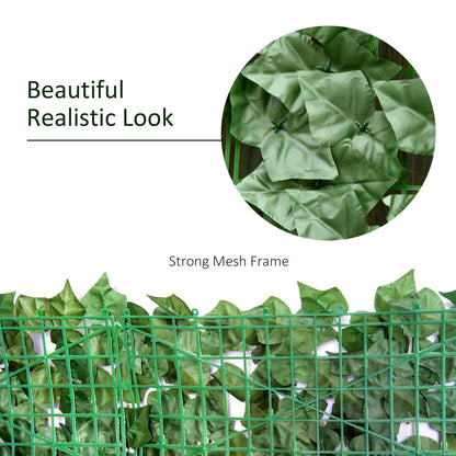 Outsunny 1-Piece Artificial Leaf Hedge Screen Privacy Fence Panel for Garden Outdoor Indoor Decor, Dark Green, 3M x 1M 