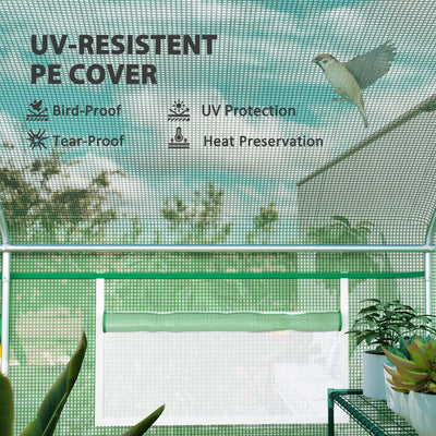 Outsunny 13 x 9.8ft Walk-In Polytunnel Greenhouse - Green 
