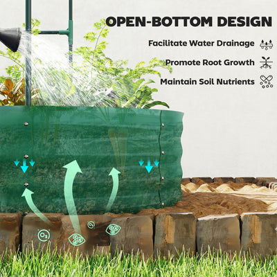 Outsunny Galvanised Raised Garden Bed with Arched Trellis, 5 x 3 x 6ft Metal Raised Bed for Garden with Open Bottom, Green 