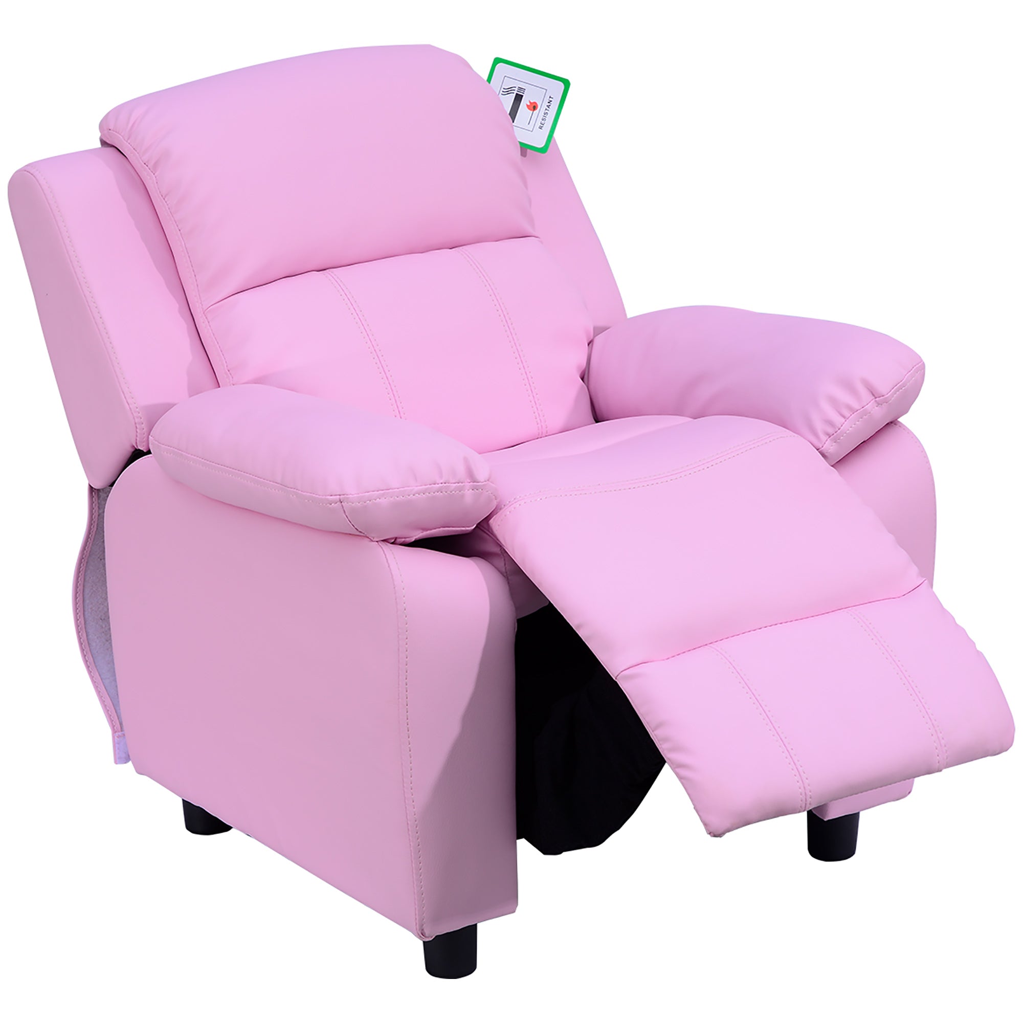 HOMCOM Kids Sofa Armchair Toddler Recliner Children's  Chair Lounger Games Chair  PU Leather w/ Storage  (Pink) 