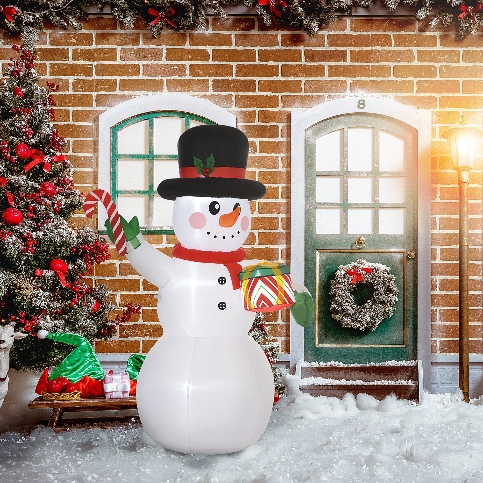 Outsunny 6ft Inflatable Christmas Snowman, with Accessories 