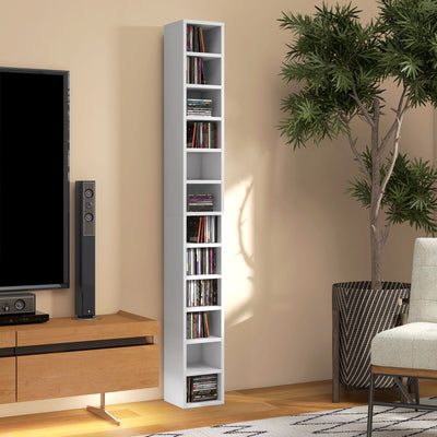 HOMCOM 204 CD Tall Narrow Media Storage Tower - White 