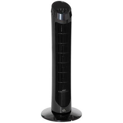 HOMCOM Tower Fan for Bedroom Cooling, 30 Inch Electric 70° Oscillating Fan with 3 Speed Settings, Standing Floor Fan for Home Office Indoor, Black 