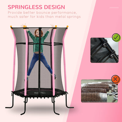 HOMCOM Kids Trampoline Mini Bouncer with Enclosure Safety Net For Ages 3-10 Years - Pink 