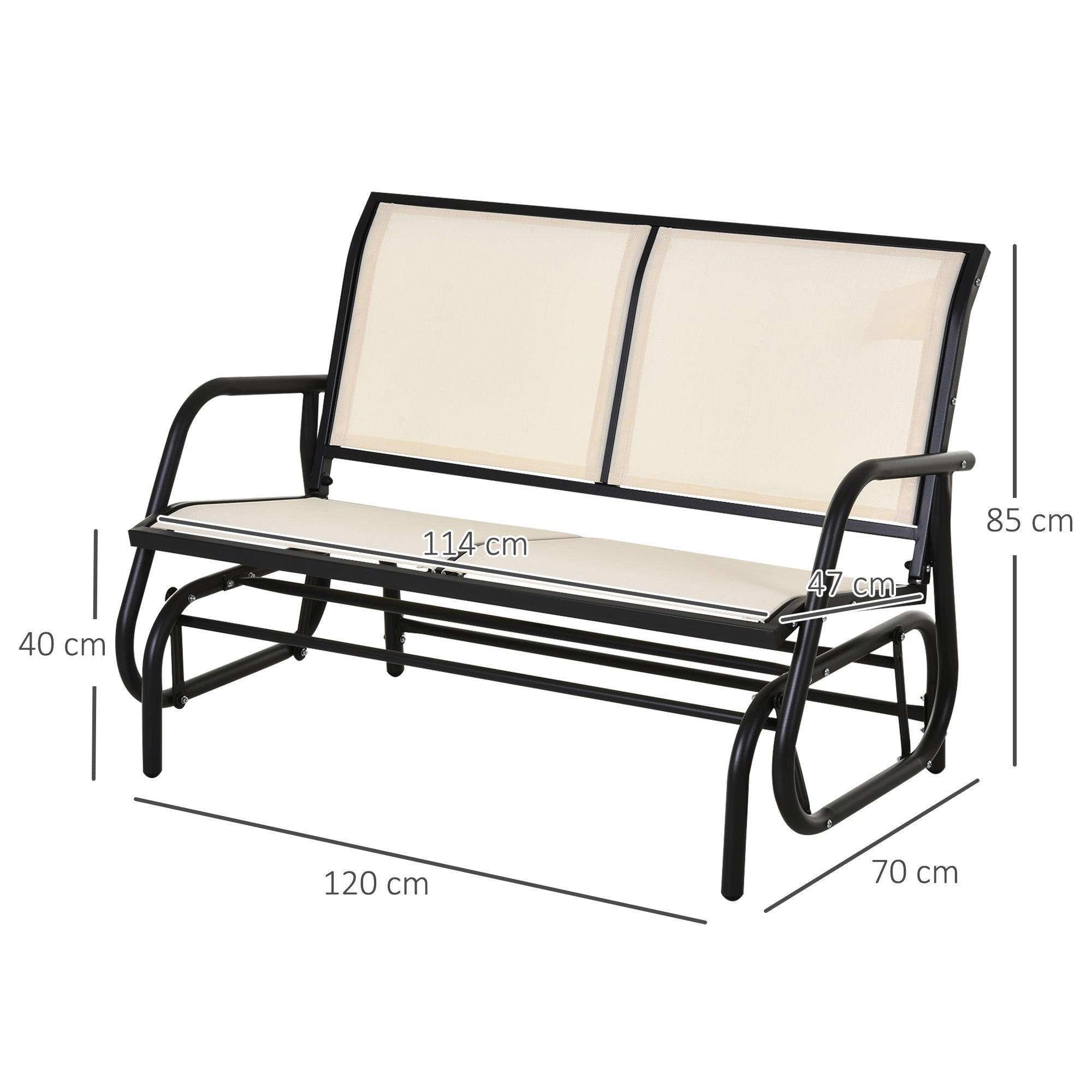 Outsunny 2-Person Outdoor Glider Bench Patio Double Swing Gliding Chair Loveseat w/Power Coated Steel Frame for Garden Patio Porch, Cream 