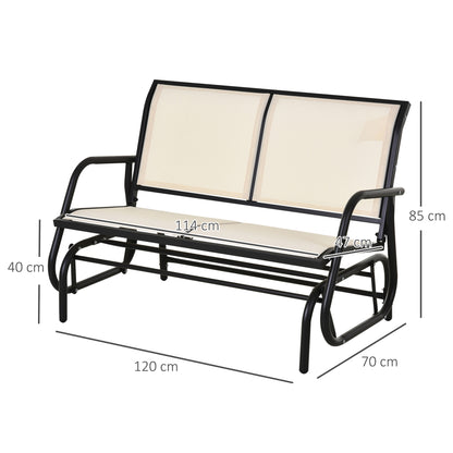Outsunny 2-Person Outdoor Glider Bench Patio Double Swing Gliding Chair Loveseat w/Power Coated Steel Frame for Garden Patio Porch, Cream 