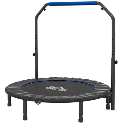HOMCOM 48" Foldable Mini Fitness Trampoline, with Adjustable Foam Handle, Blue 