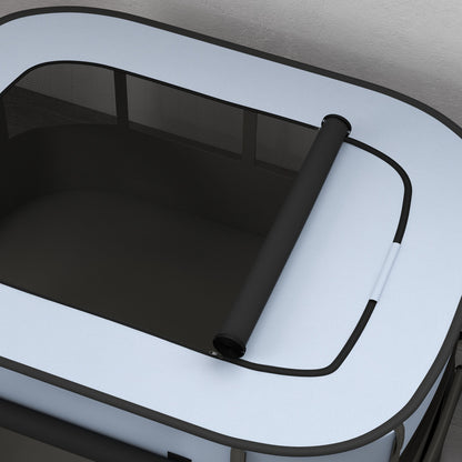 PawHut Foldable Dog Pen with Storage Bag for Indoor/Outdoor Use, Portable Pet playpen, with Ground Stakes - Grey 