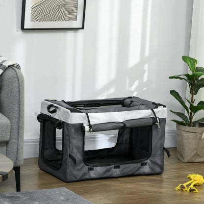 PawHut Foldable Dog Stroller, Pet Travel Crate, with Detachable Carrier, Soft Padding, for Mini, Small Dogs - Grey 