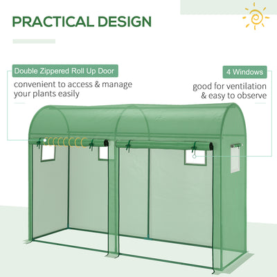 Outsunny Walk-in Greenhouse, Tomato Greenhouse with Double Doors & 4 Windows, Garden Plant Growth Green House with PE Cover, Steel Frame, Green, 3 x 1 x 2 m 