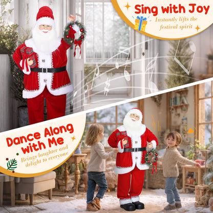 HOMCOM Singing and Dancing Santa Claus with Gift and Wreath