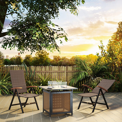 Outsunny 2 Pieces Outdoor Foldable Dining Chair with Armrests, High Backrest, for Garden, Camping, Balcony, Brown 