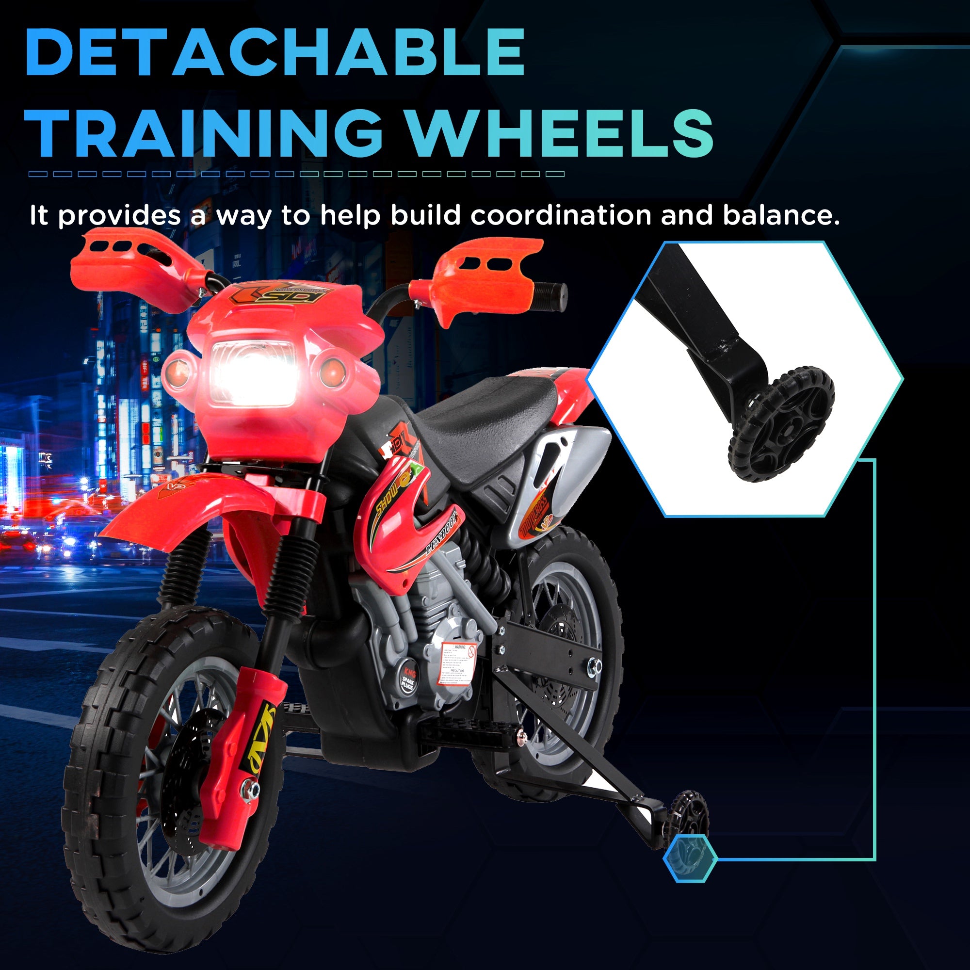 HOMCOM 6V Kids Child Electric Motorbike Ride on Motorcycle Scooter Children Toy Gift for 3-6 Years (Red) 