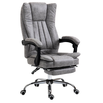Vinsetto Home Office Chair Microfibre Desk Chair with Reclining Function Armrests Swivel Wheels Footrest Grey 