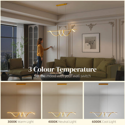 HOMCOM Pendant Light with 3 Colour Temperatures - Gold Tone 