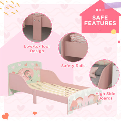ZONEKIZ Toddler Bed Frame, Kids Bedroom Furniture for Ages 3-6 Years, Pink 