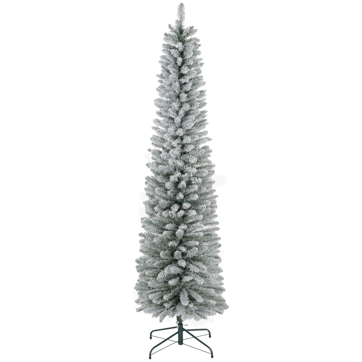 HOMCOM 7ft Artificial Snowy Pencil Christmas Tree - White 
